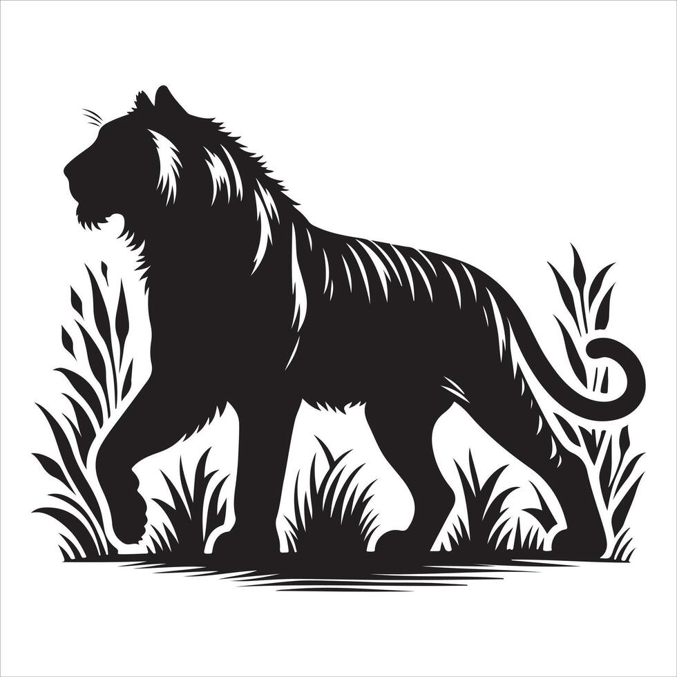 salvaje animales silueta Tigre vector