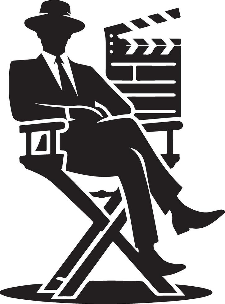 director silla, negro color silueta vector