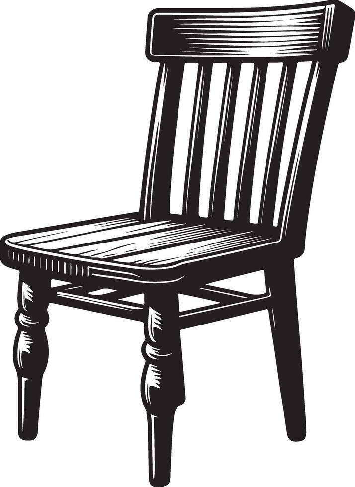 Nice wooden chair, black color silhouette vector