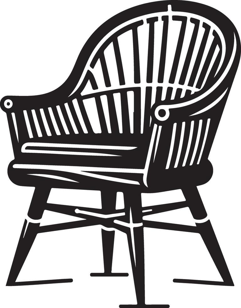 Nice wooden chair, black color silhouette vector