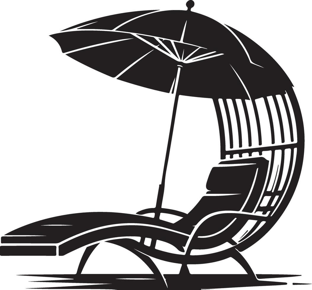 Beach Chair Silhouette, black color silhouette vector