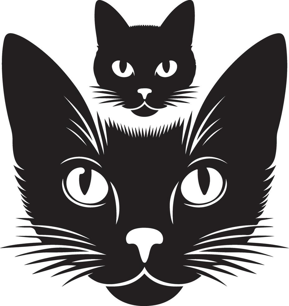 gato rostro, siluetas , negro color silueta vector