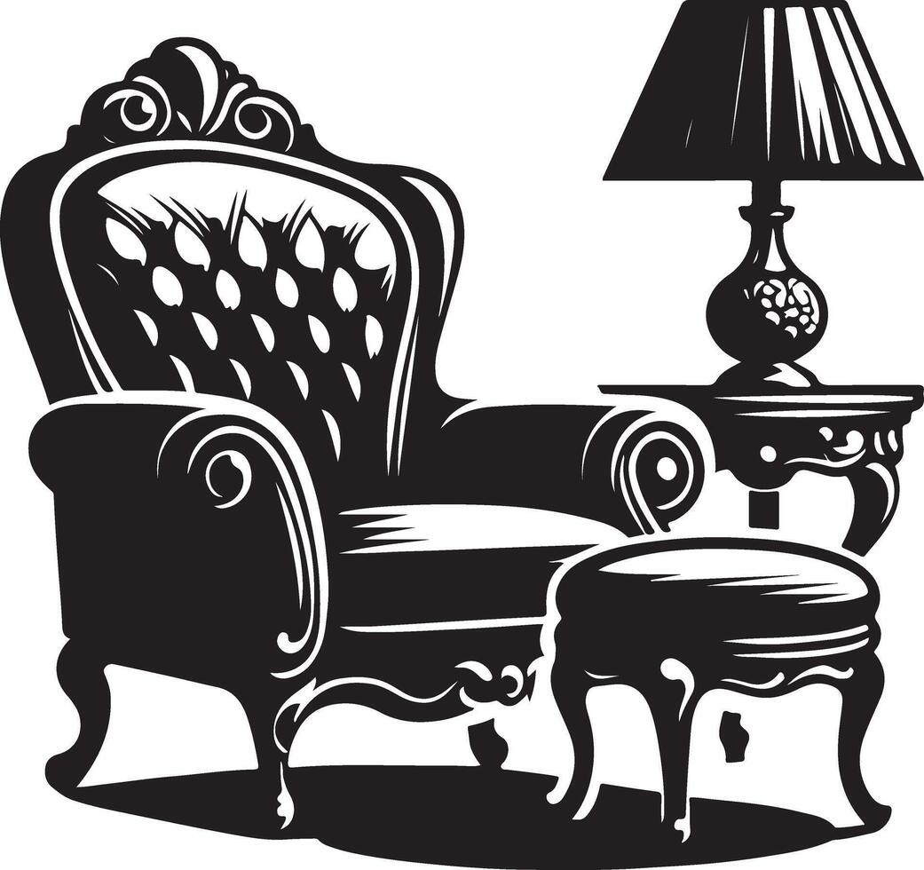 Fauteuil Chair, black color silhouette vector