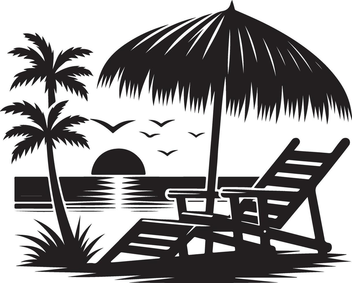 Beach Chair Silhouette, black color silhouette vector