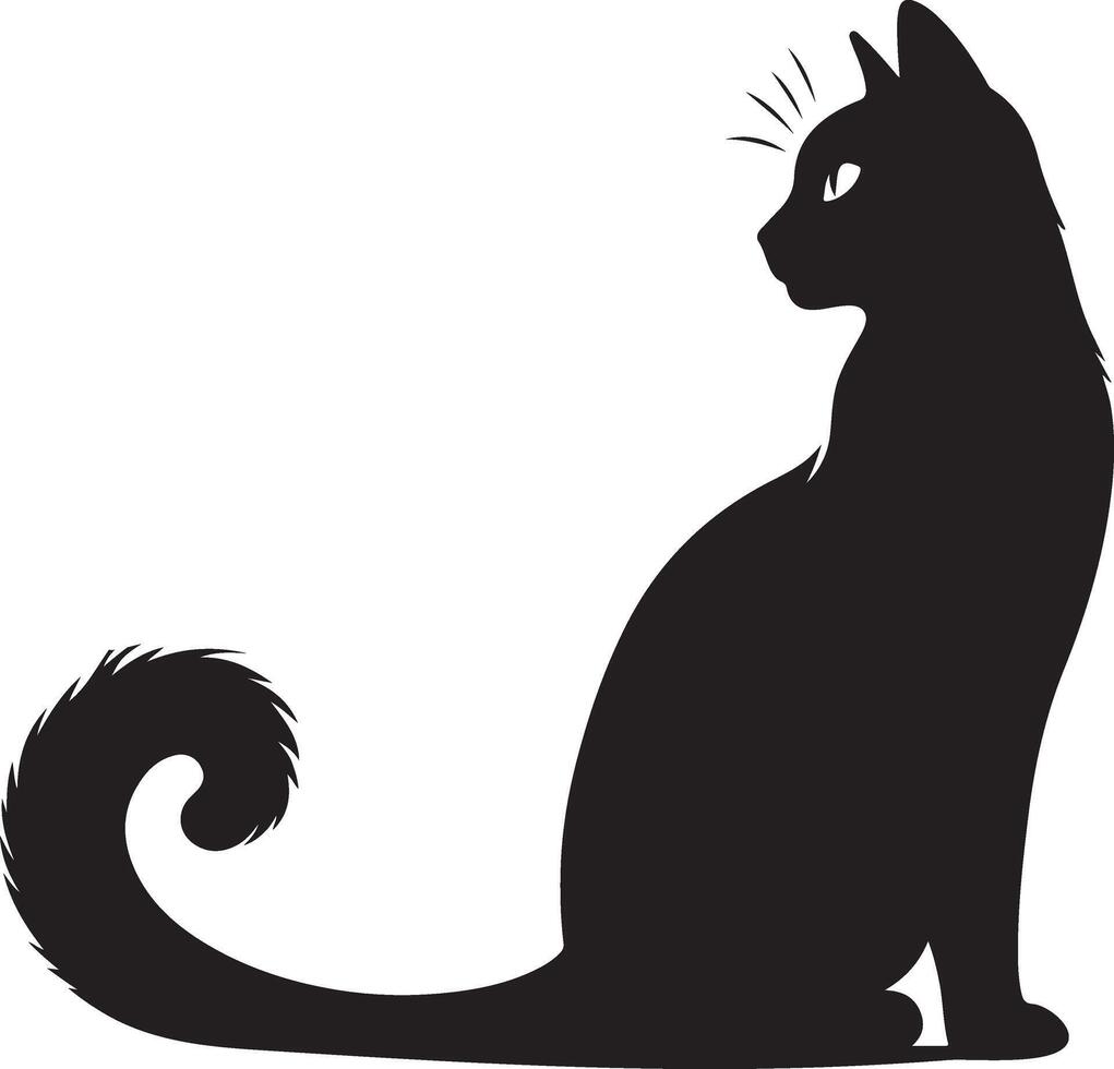 sentado gato silueta, negro color silueta vector