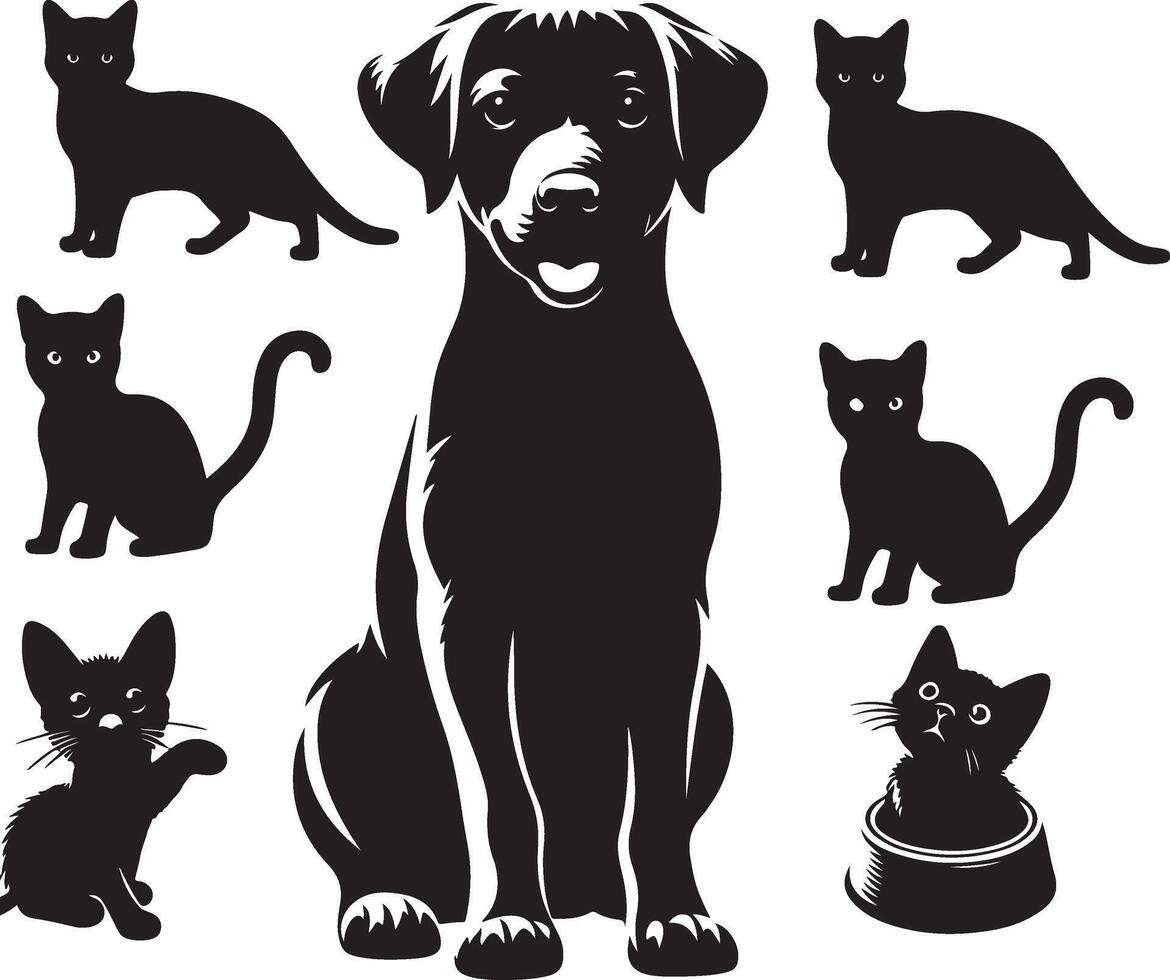 perro gato silueta imágenes ,negro color silueta vector