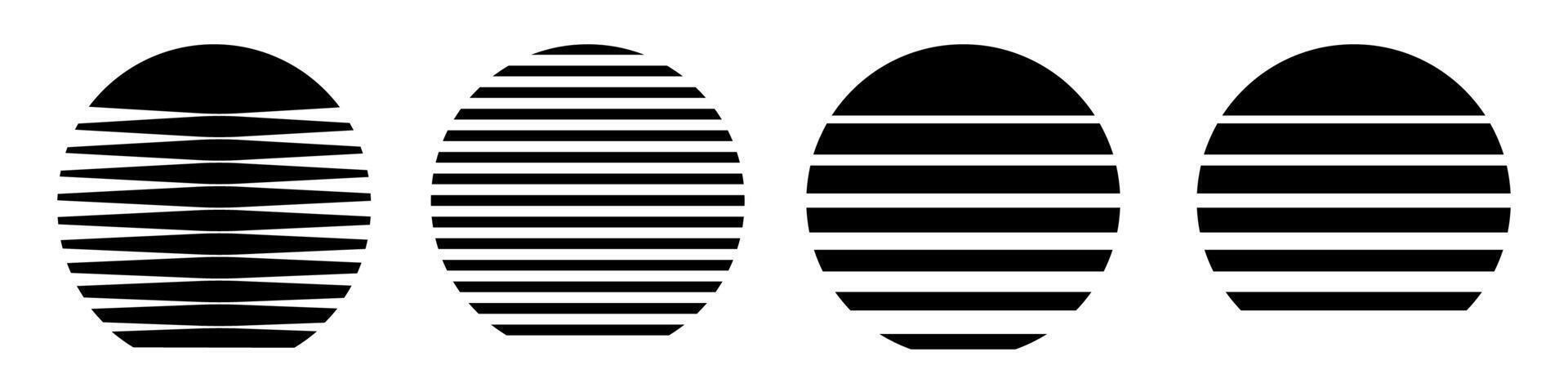 Retro sun emblem logo. design circle sunrise sunset. vector