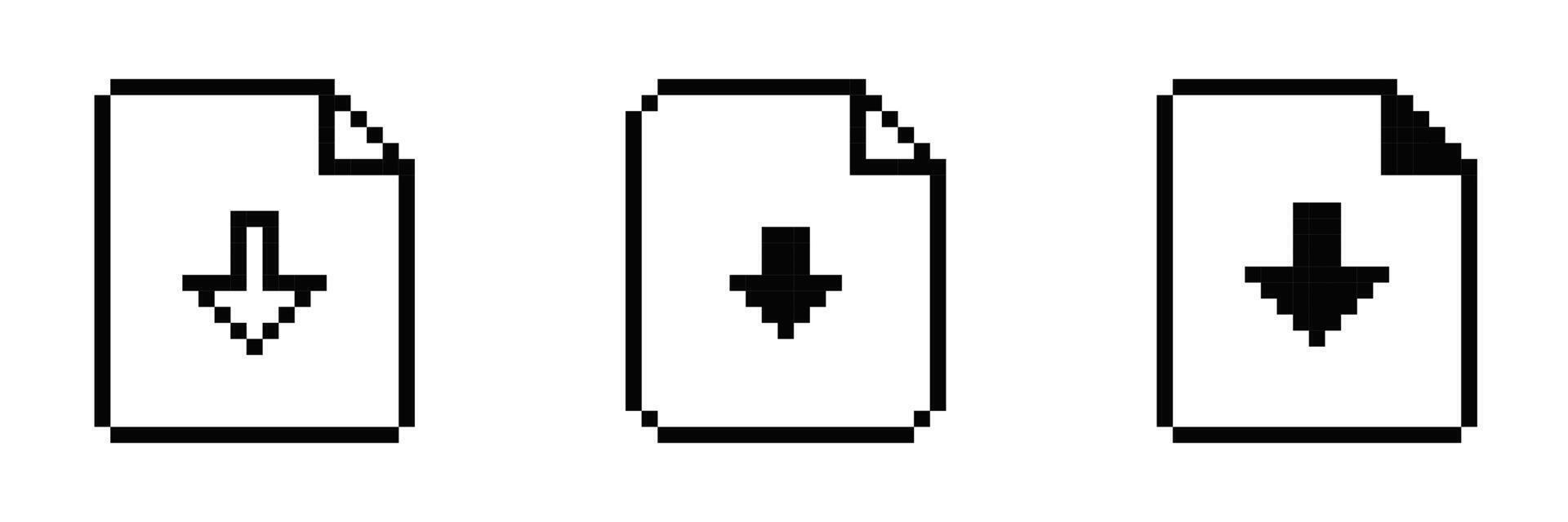 8 bit document icon. Pixel 8bit text file old retro symbol vector