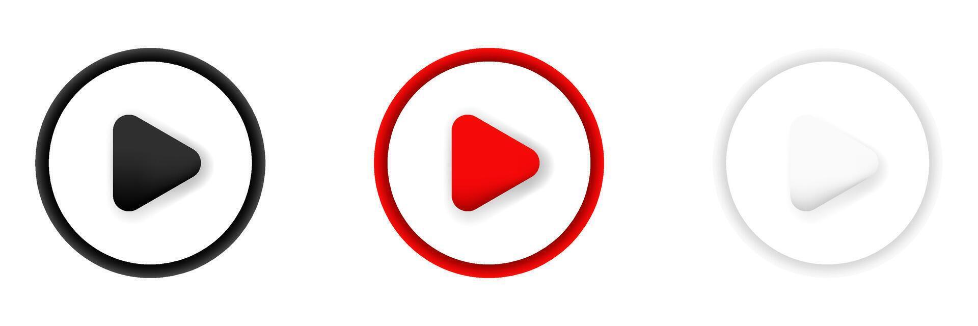 Play button red icon. Logo design in red. vector