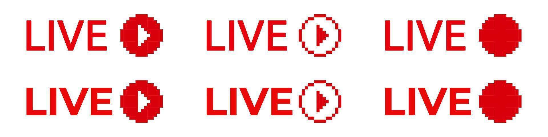 Live icon online stream. Red broadcast logo. vector