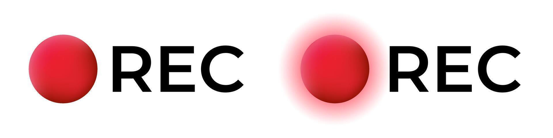 Rec record icon. recording indicator. vector