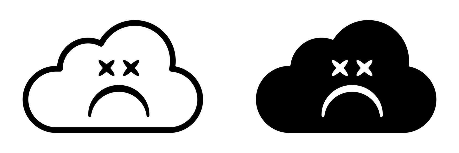 Sad cloud face icon. Bad internet connection symbol vector
