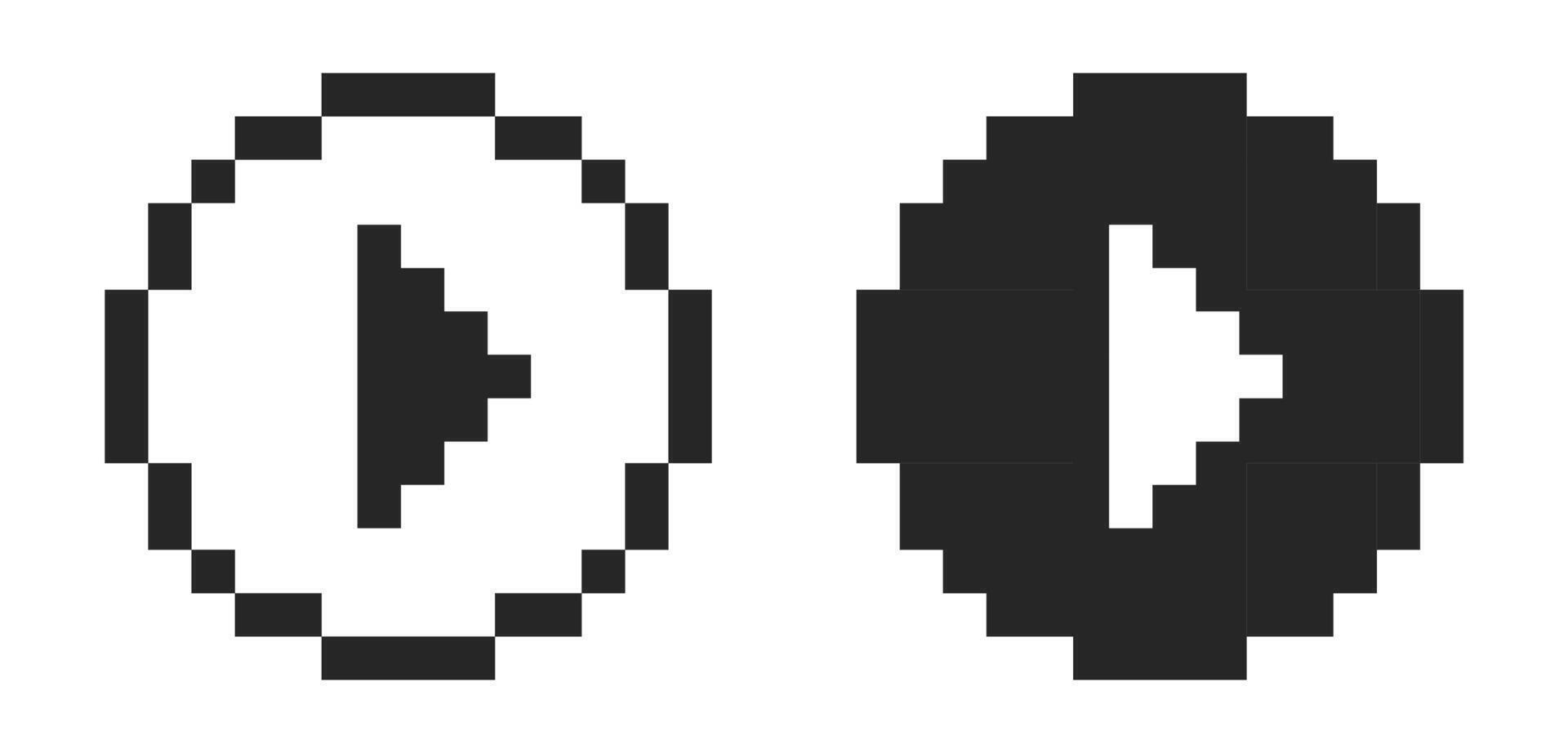 Play 8 bit pixel button icon. Red play button symbol. vector