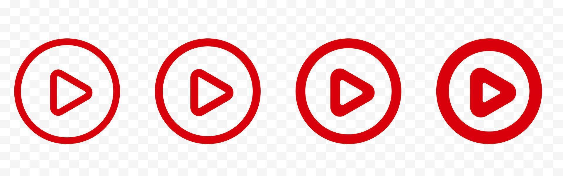 Red play button logo icon. Simple play button. vector