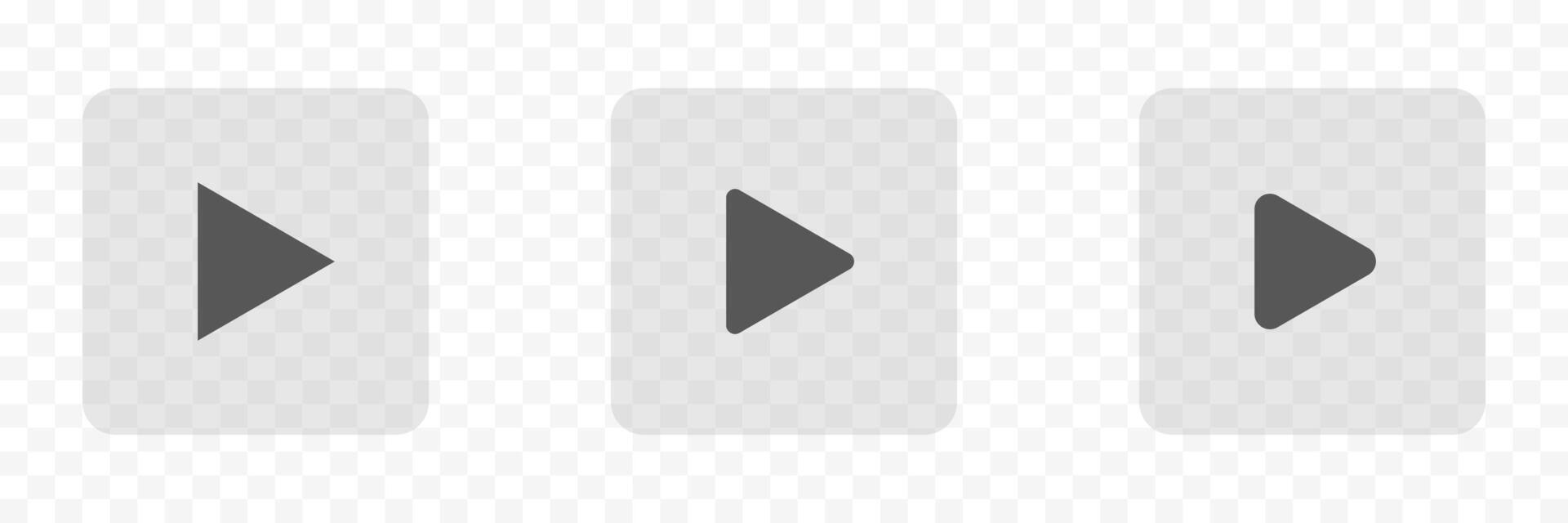 Glass square play button 3d glass icon. Play button logo . vector