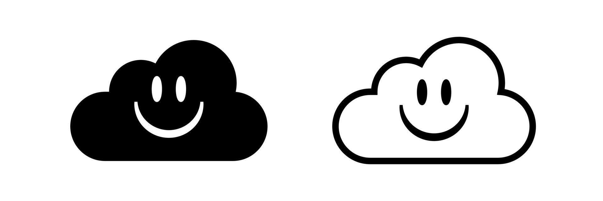 Happy and sad cloud face icon. Good and bad internet connection symbol vector