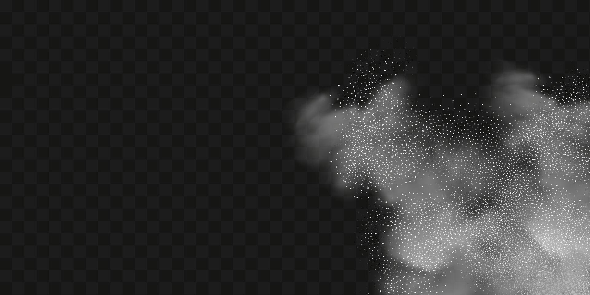 A realistic set of white clouds of flour, sugar, washing powder. An explosion of snow dust in the air. A splash of ice crystals in a white blizzard cloud. vector