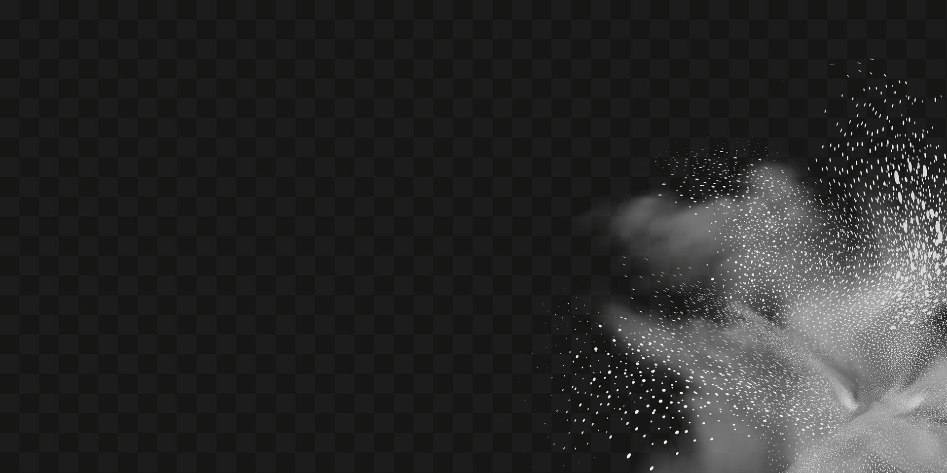 A realistic set of white clouds of flour, sugar, washing powder. An explosion of snow dust in the air. A splash of ice crystals in a white blizzard cloud. vector