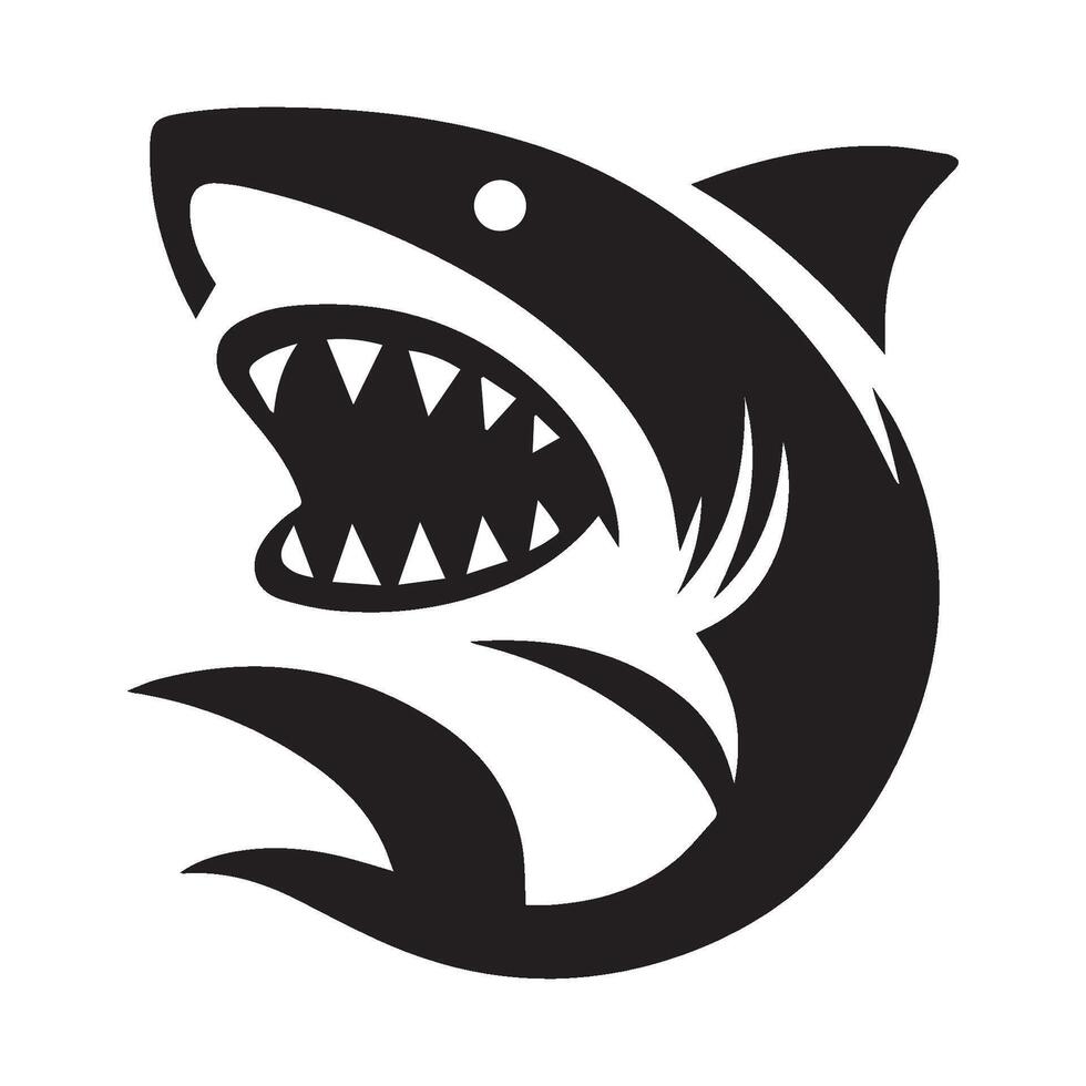 A black and white minimalist shark logo vector