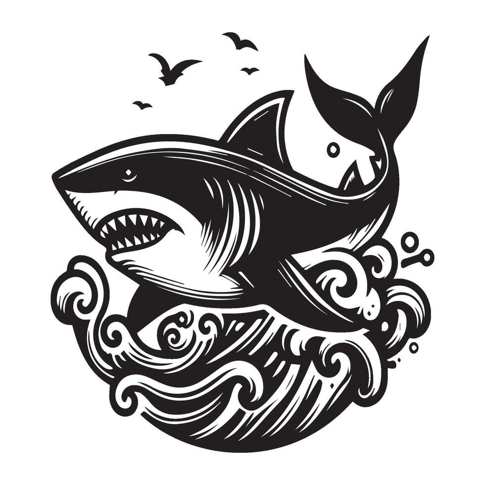 Shark minimalist silhouette logo vector