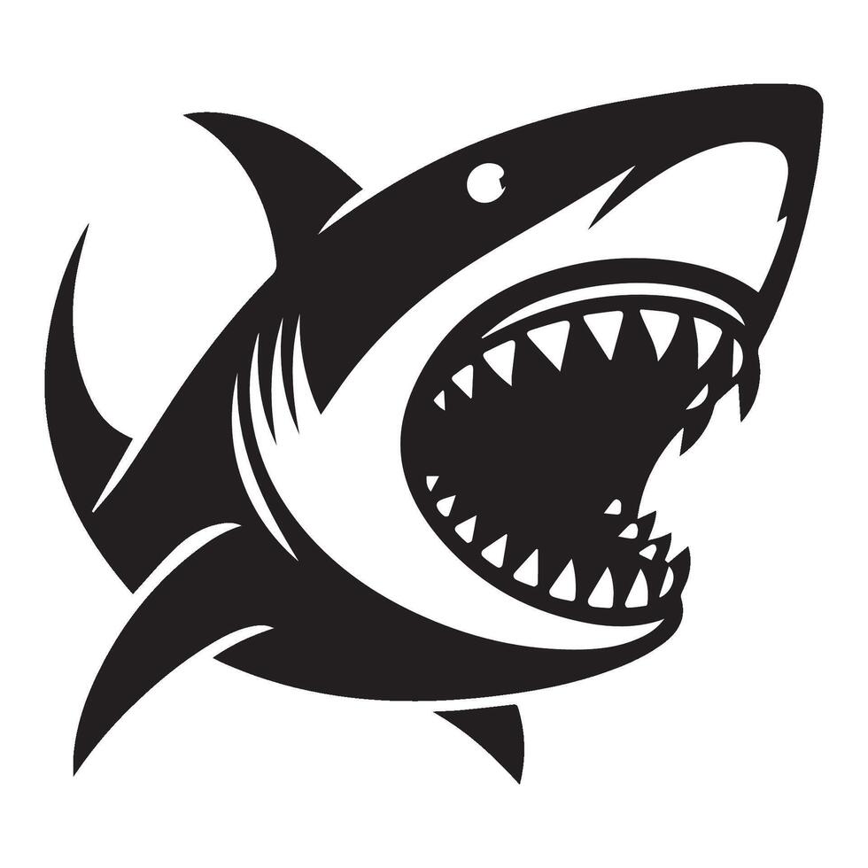 Angry shark silhouette logo design vector