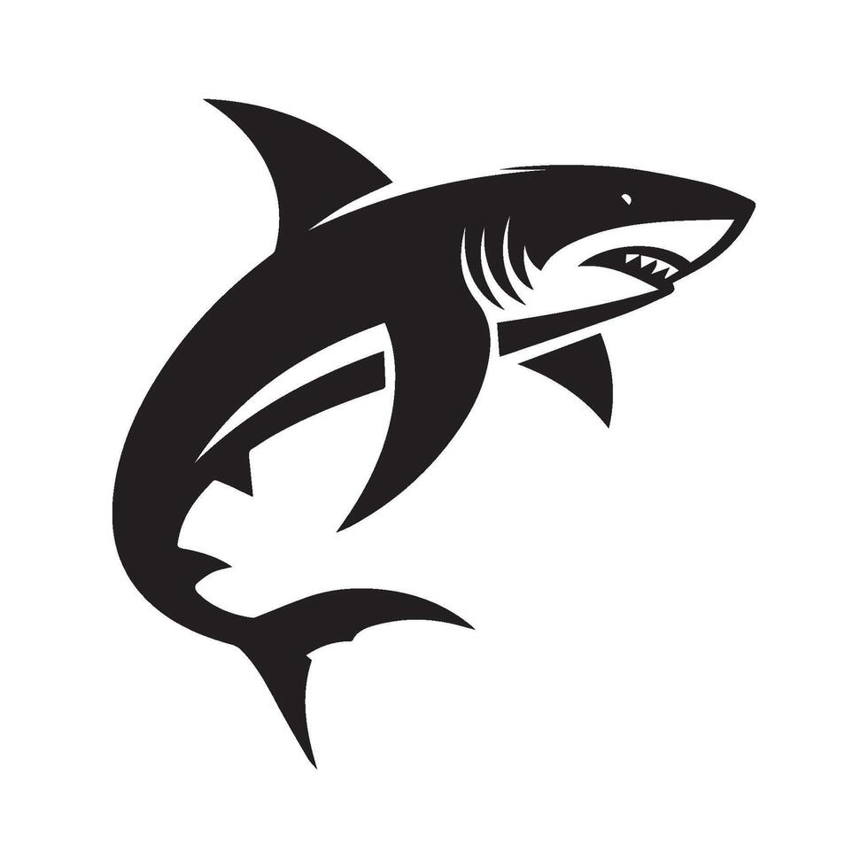 A black and white illustration shark logo design vector