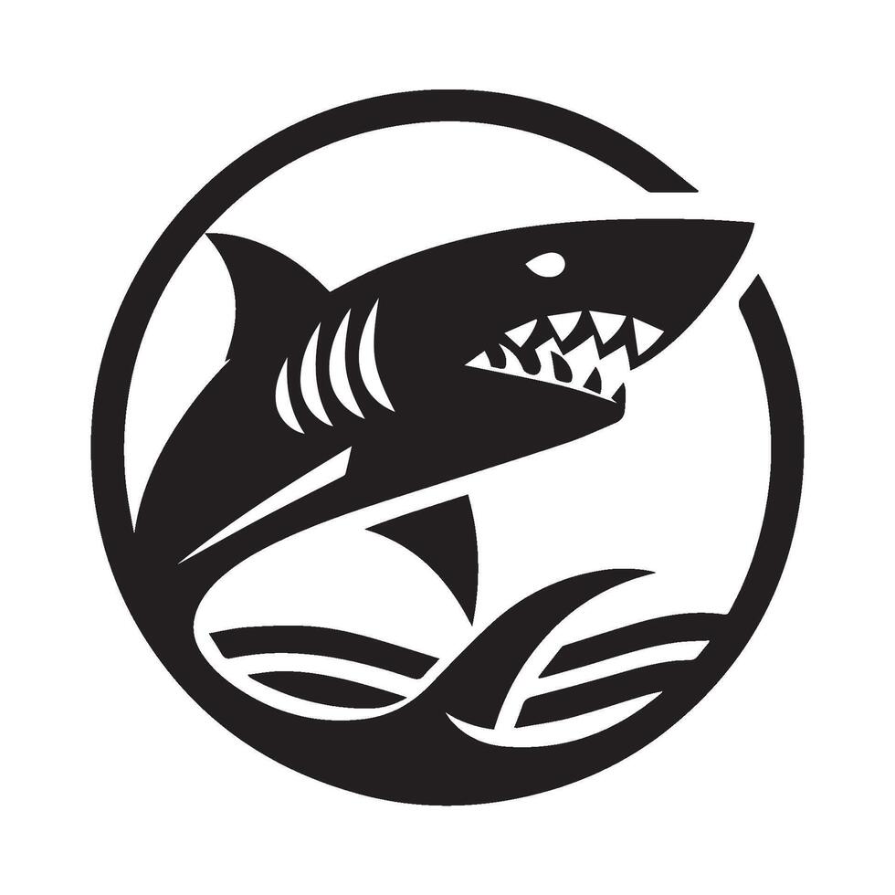 negro y blanco silueta tiburón vector