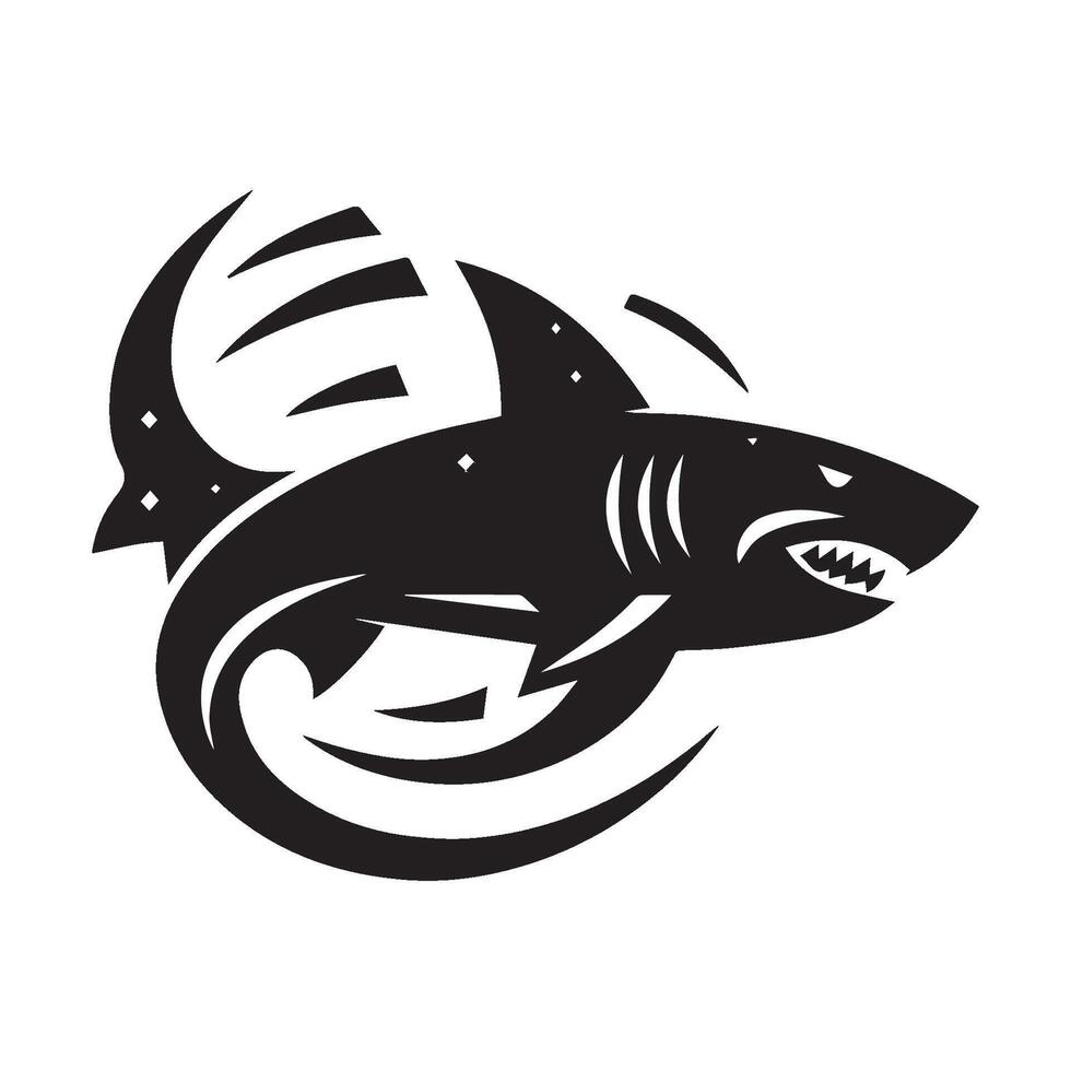 Silhouette design of a shark logo vector