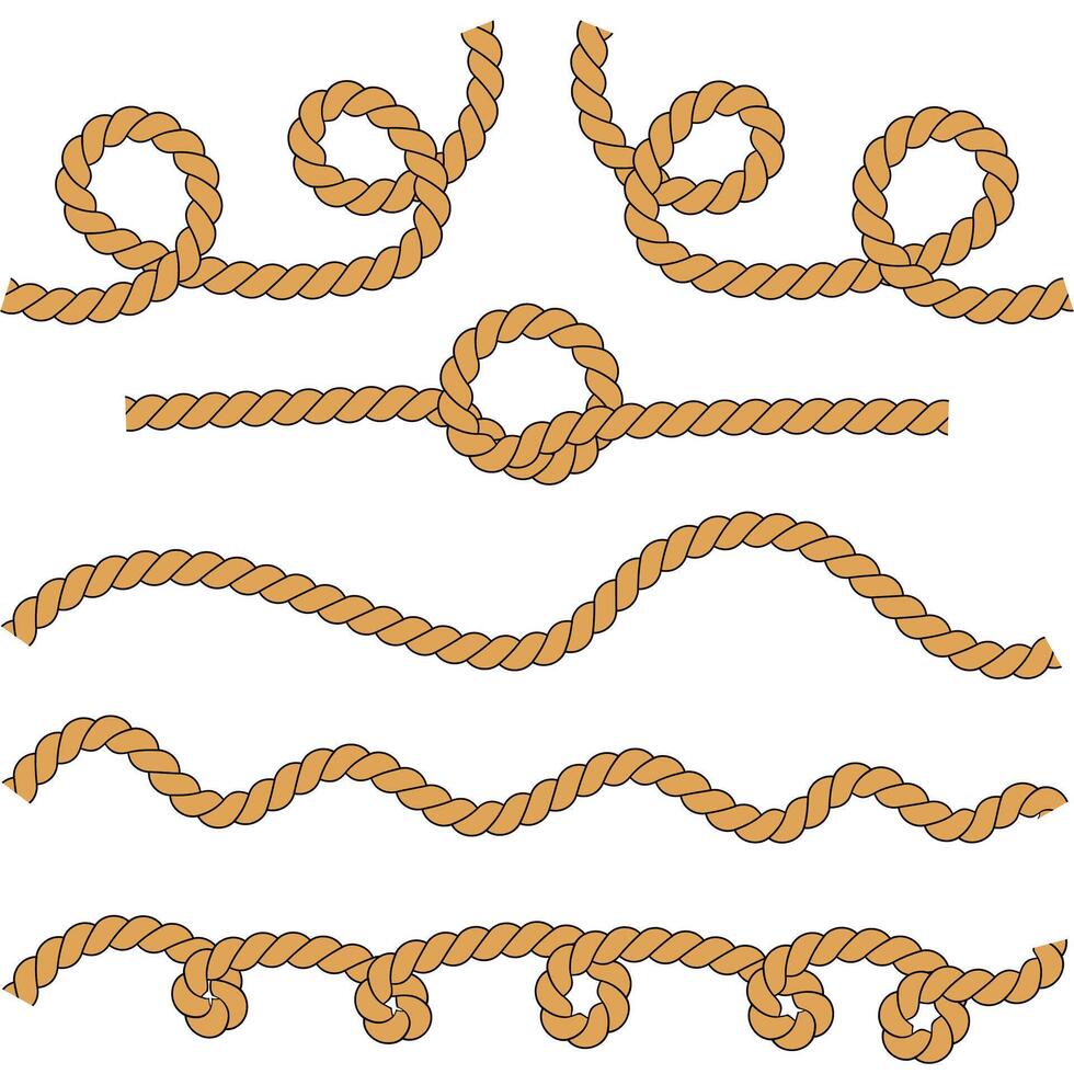 nautical set of thread or rope in different styles eps isolated on white background vector