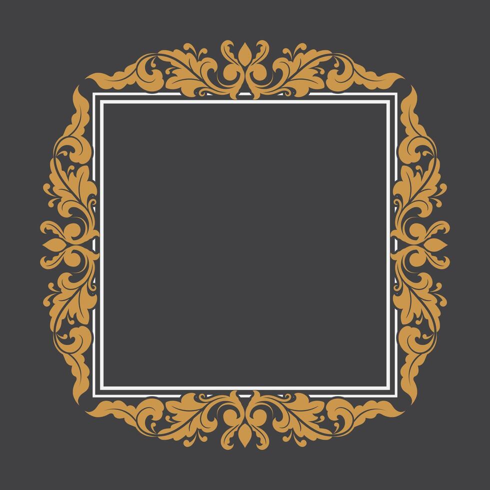 Golden Vintage frame Ornament in square Size.Golden Border ornament.Suitable for wedding invitation card. vector