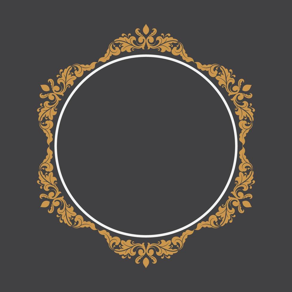 Golden Vintage frame Ornament in Circle Shape .Golden Ring Border ornament.Suitable for wedding invitation card. vector