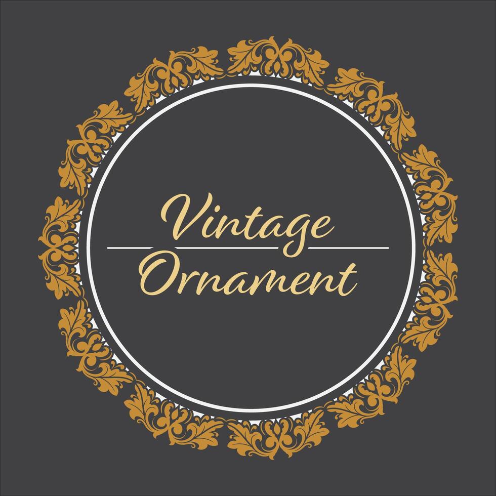 Golden Vintage frame Ornament in Circle Shape .Golden Ring Border ornament.Suitable for wedding invitation card. vector