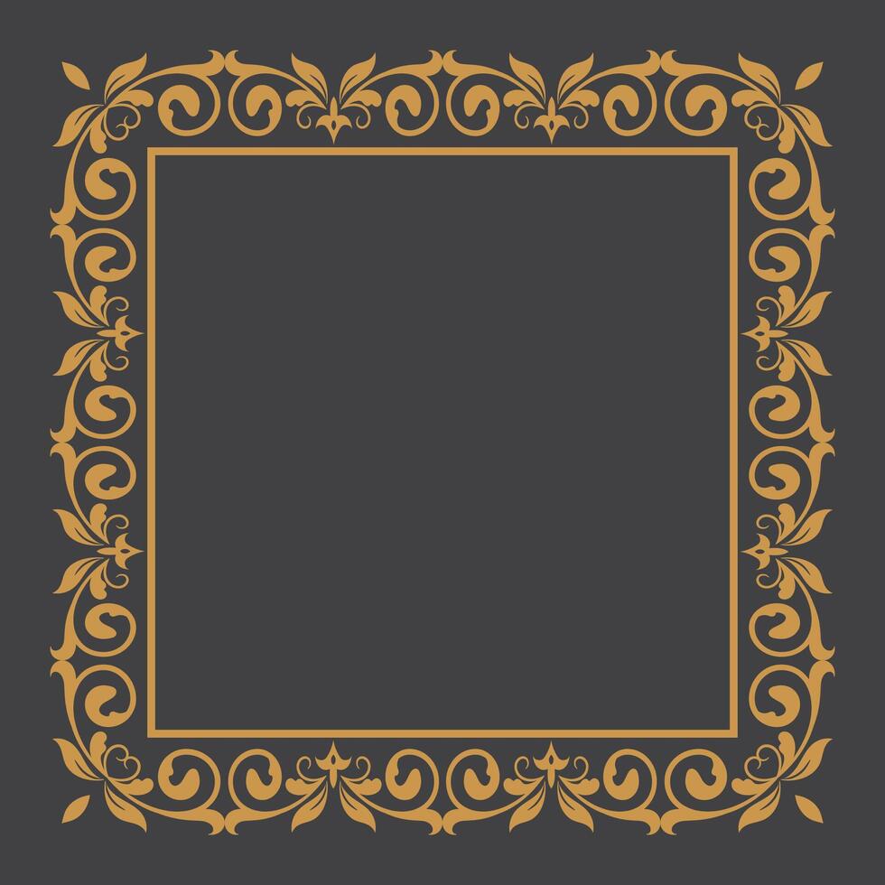 dorado Clásico marco ornamento en cuadrado tamaño.dorado frontera ornamento.adecuado para Boda invitación tarjeta. vector
