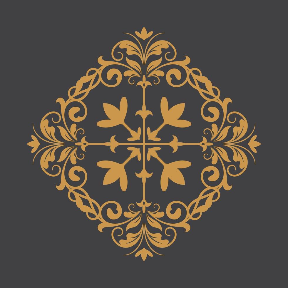 dorado Clásico mandala ornamento.dorado frontera ornamento. clásico ornamentado flor, estrella y mándala adecuado para Boda invitación tarjeta. vector