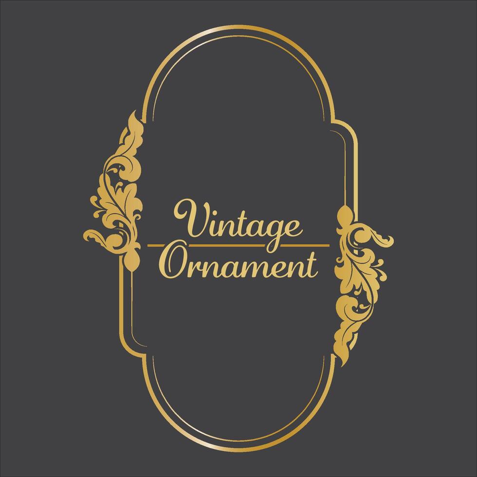 Golden Vintage frame Ornament in Circle Shape .Golden Ring Border ornament. golden oval ornament Suitable for wedding invitation card and label. vector