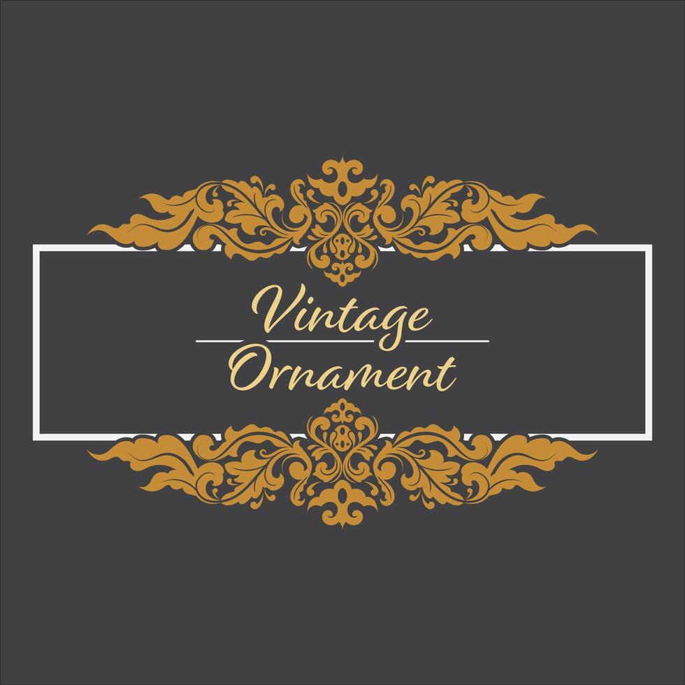 set of Golden Vintage frame Ornament . Golden Border ornament with crown. Vintage Name Tag or label ornament. Suitable for wedding invitation card. Vintage frame Ornament vector