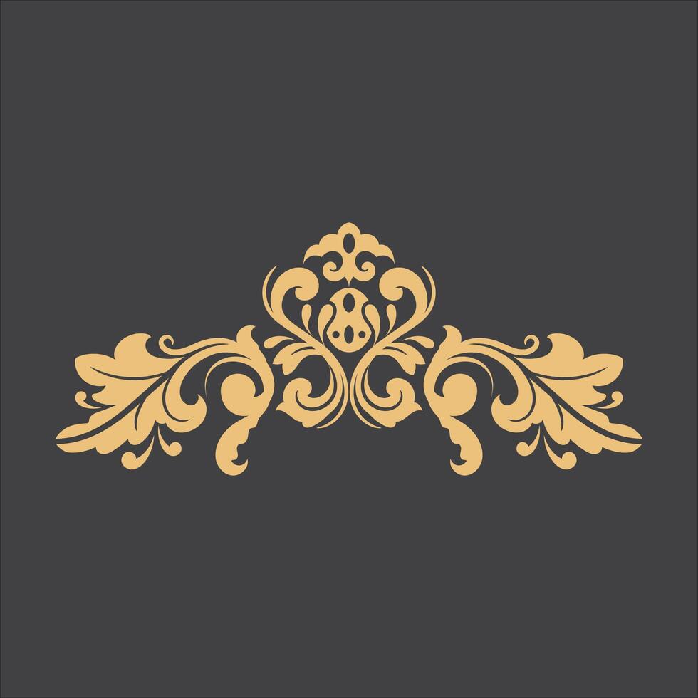 Golden Vintage Ornament.Golden Border ornament. floral Golden Crown Ornament .Suitable for wedding invitation card. vector