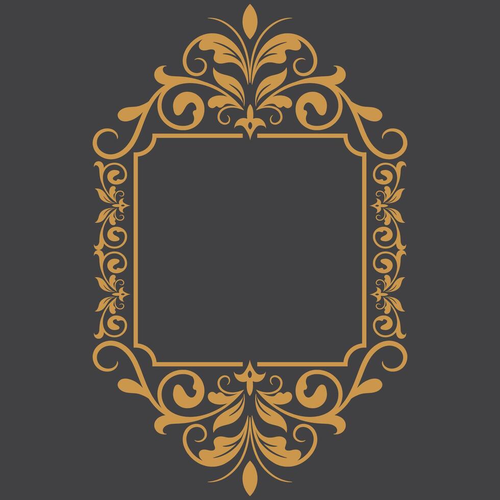 Golden Vintage frame Ornament in square Size.Golden Border ornament.Suitable for wedding invitation card. vector