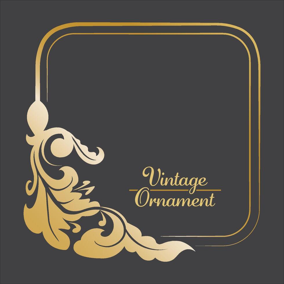 Golden Vintage frame Ornament in square Size. Golden Border ornament. Suitable for wedding invitation card, luxury name tag and label. vector