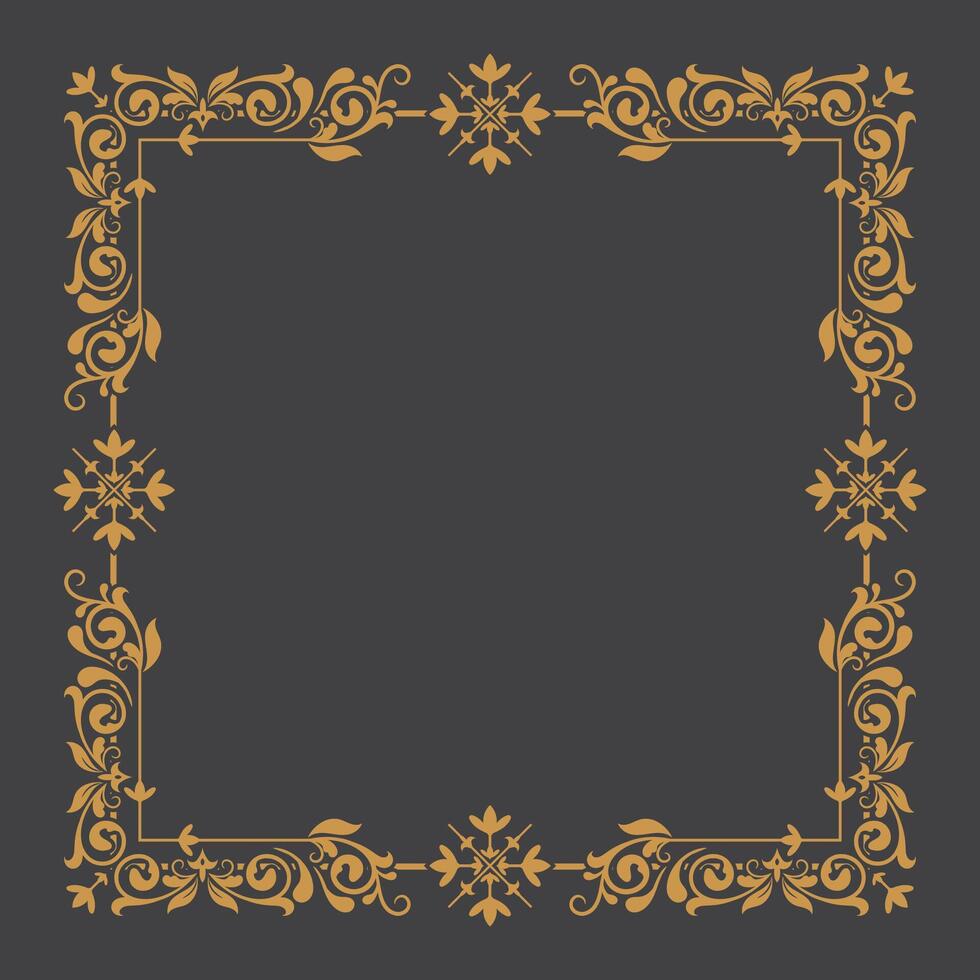 Golden Vintage frame Ornament in square Size.Golden Border ornament.Suitable for wedding invitation card. vector