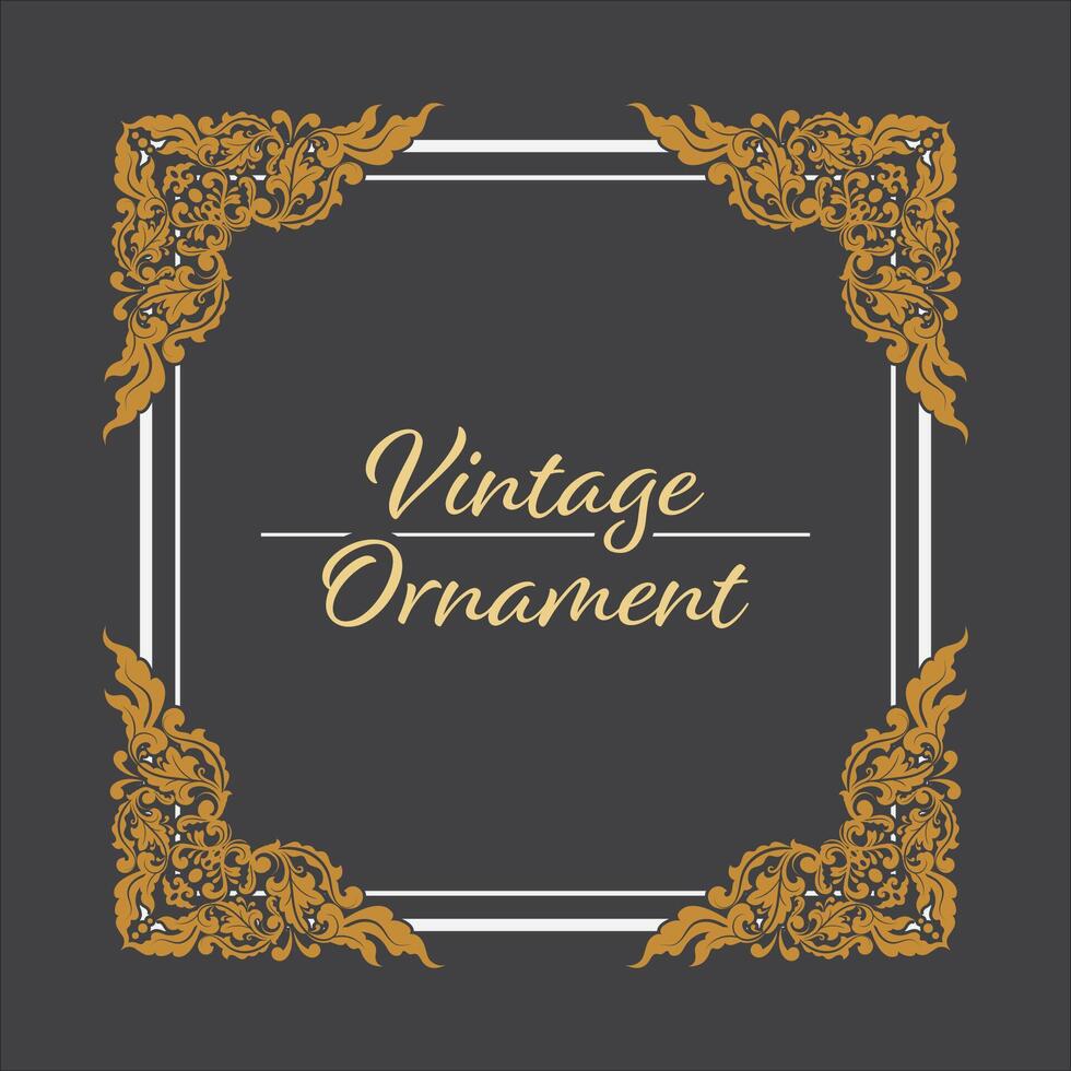 Golden Vintage frame Ornament in square Size.Golden Border ornament.Suitable for wedding invitation card. vector