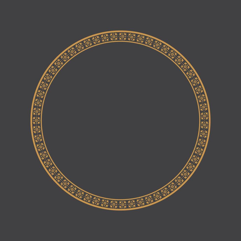 Golden Vintage frame Ornament in Circle Size.Golden Ring Border ornament.Suitable for wedding invitation card. vector