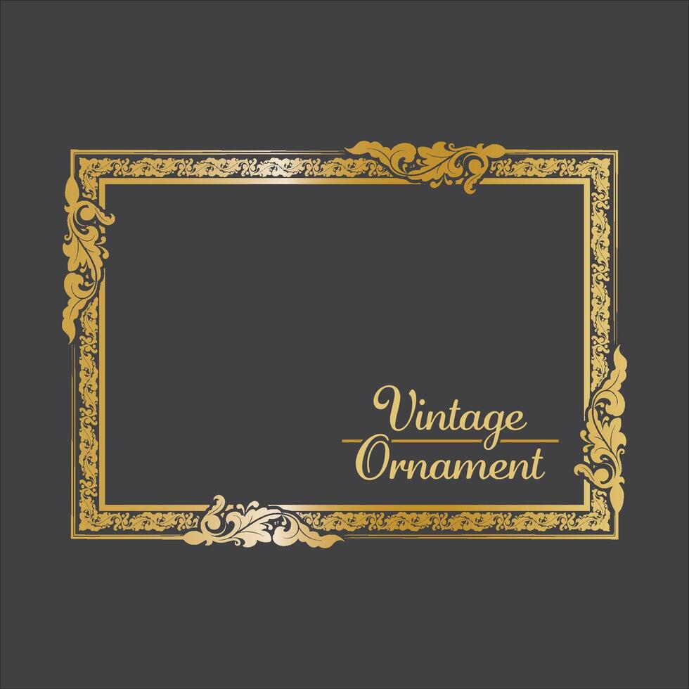 Golden Vintage frame Ornament in A4 Size.Golden Border ornament.Suitable for wedding invitation card. golden Calligraphic frame. vector