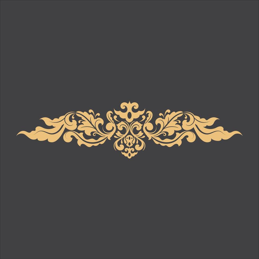 Golden Vintage Ornament.Golden Border ornament. floral Golden Crown Ornament .Suitable for wedding invitation card. vector