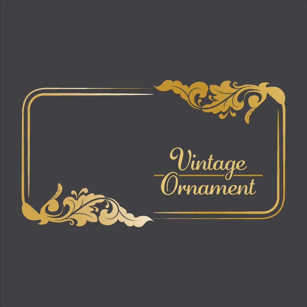 Golden Vintage frame Ornament in square Size. Golden Border ornament. Suitable for wedding invitation card, luxury name tag and label. vector