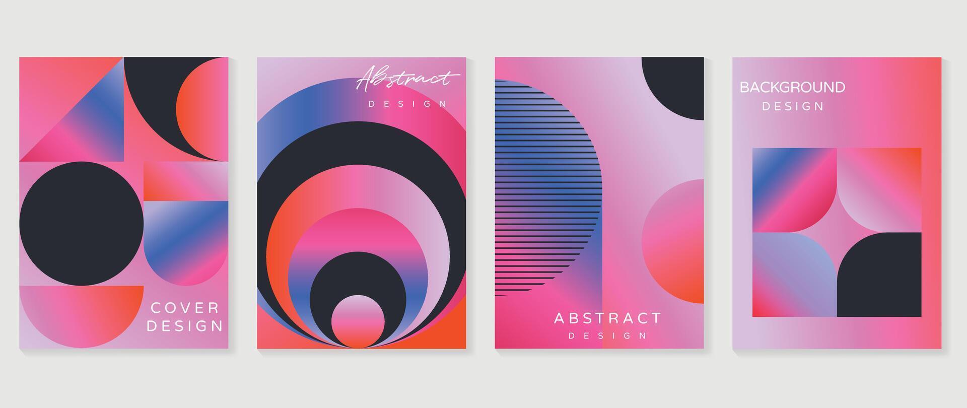 Abstract gradient poster background set. Minimalist style cover template with vibrant perspective 3d geometric prism shapes collection. Ideal design for social media, cover, banner, flyer. vector