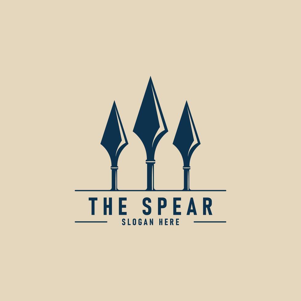 old spear vintage logo design, head spear illustration design vector