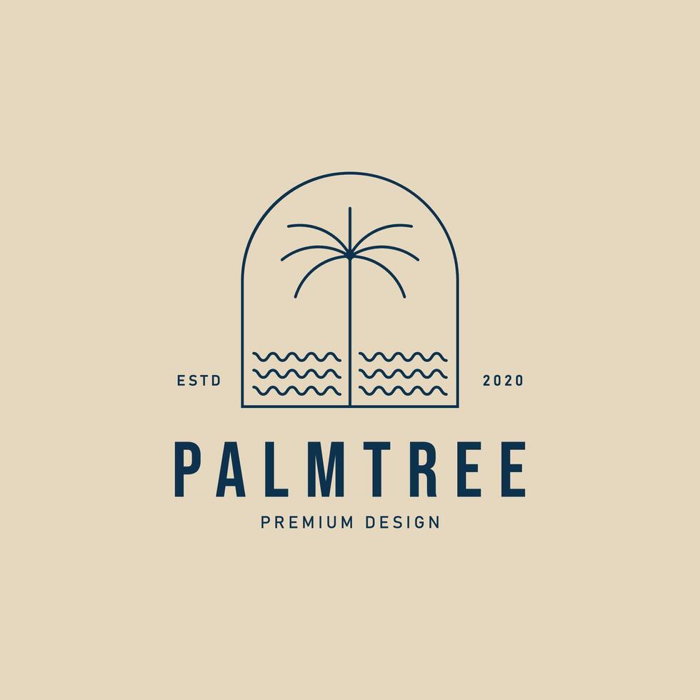 palma árbol línea Arte logo símbolo ilustración diseño, con emblema diseño minimalista vector