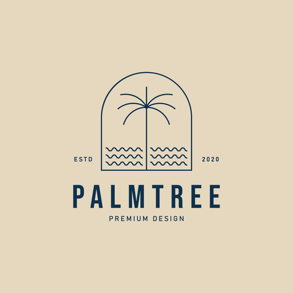 palm tree line art logo symbol illustration design, with emblem design minimalist vector