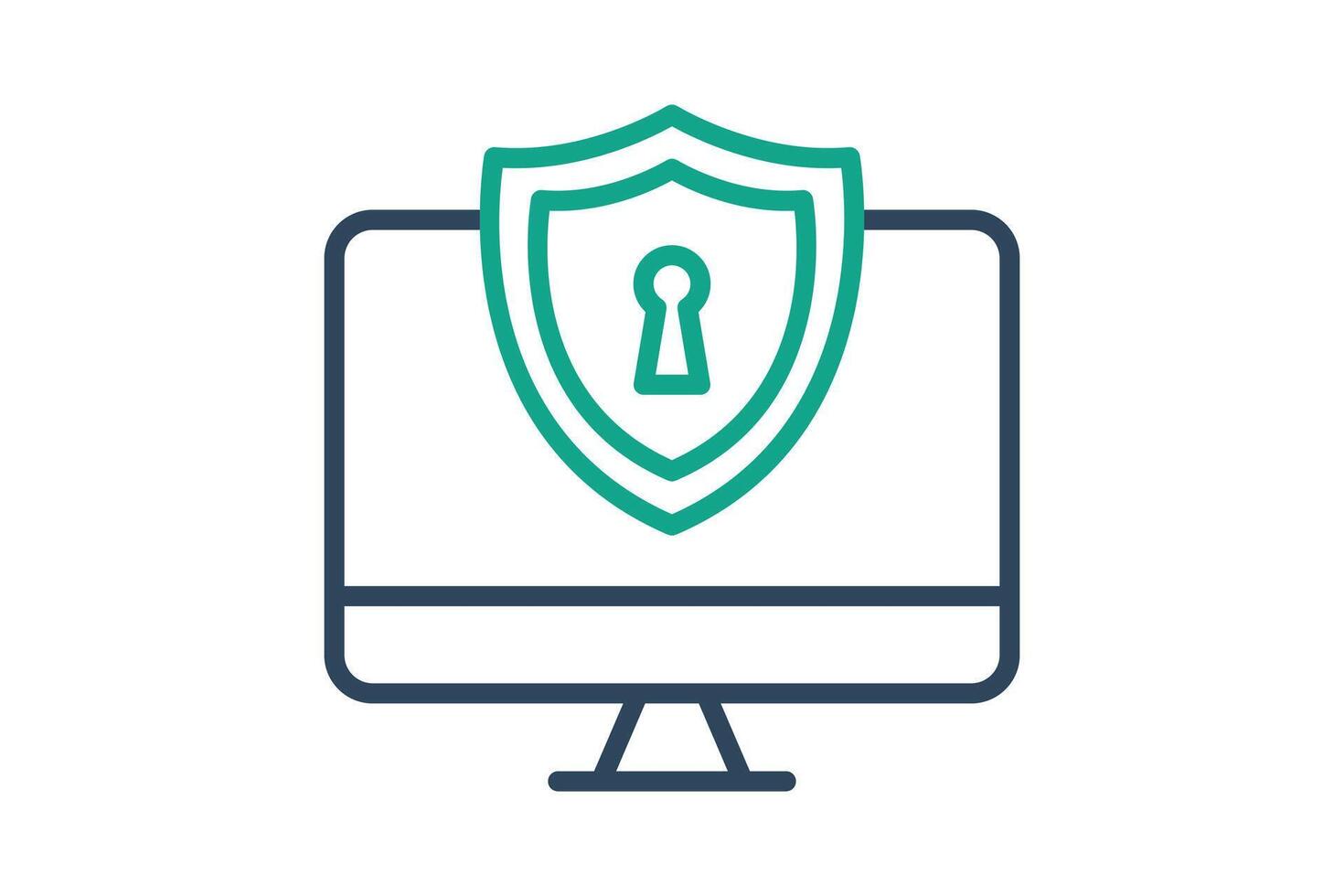 computer security icon. computer with antivirus. icon related to information technology. line icon style. technology element illustration vector